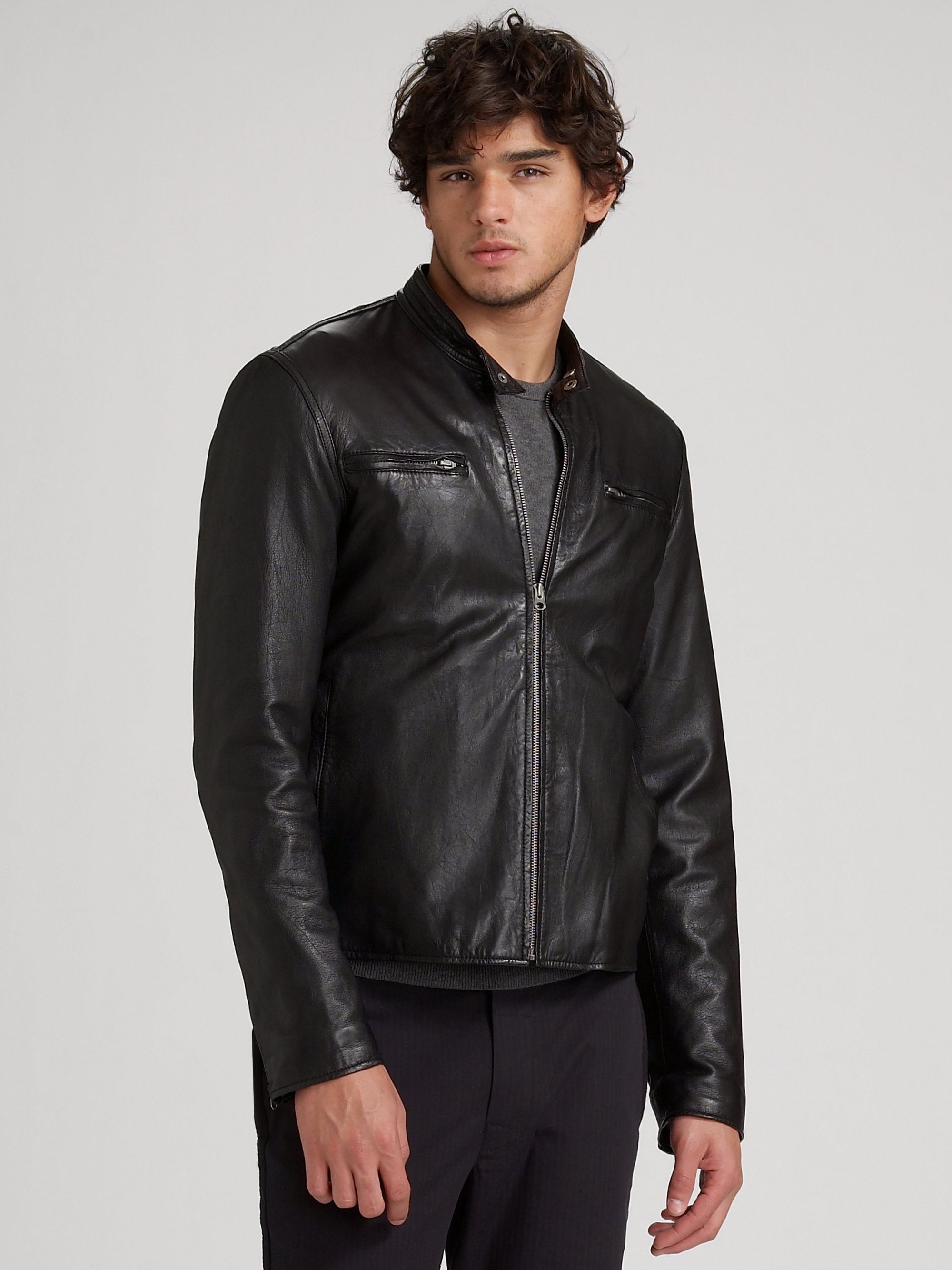 Lyst - Converse Leather Bomber Jacket in Black for Men