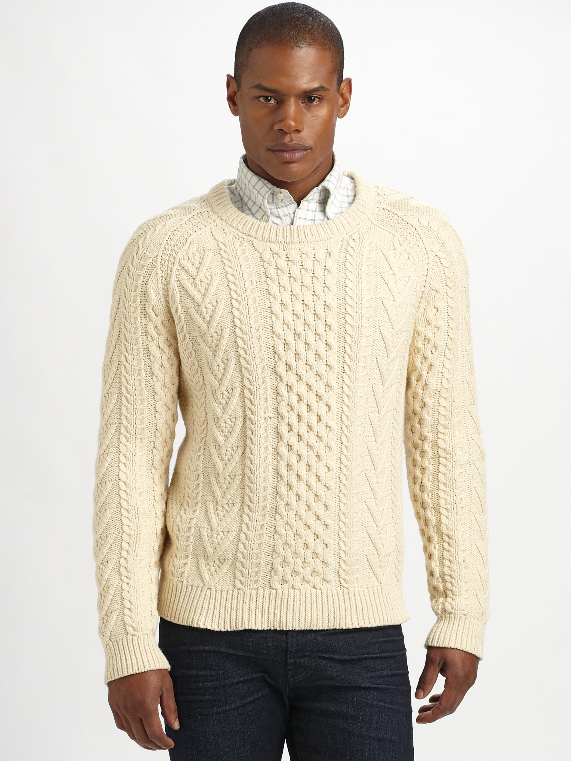 mens cream knitted jumper