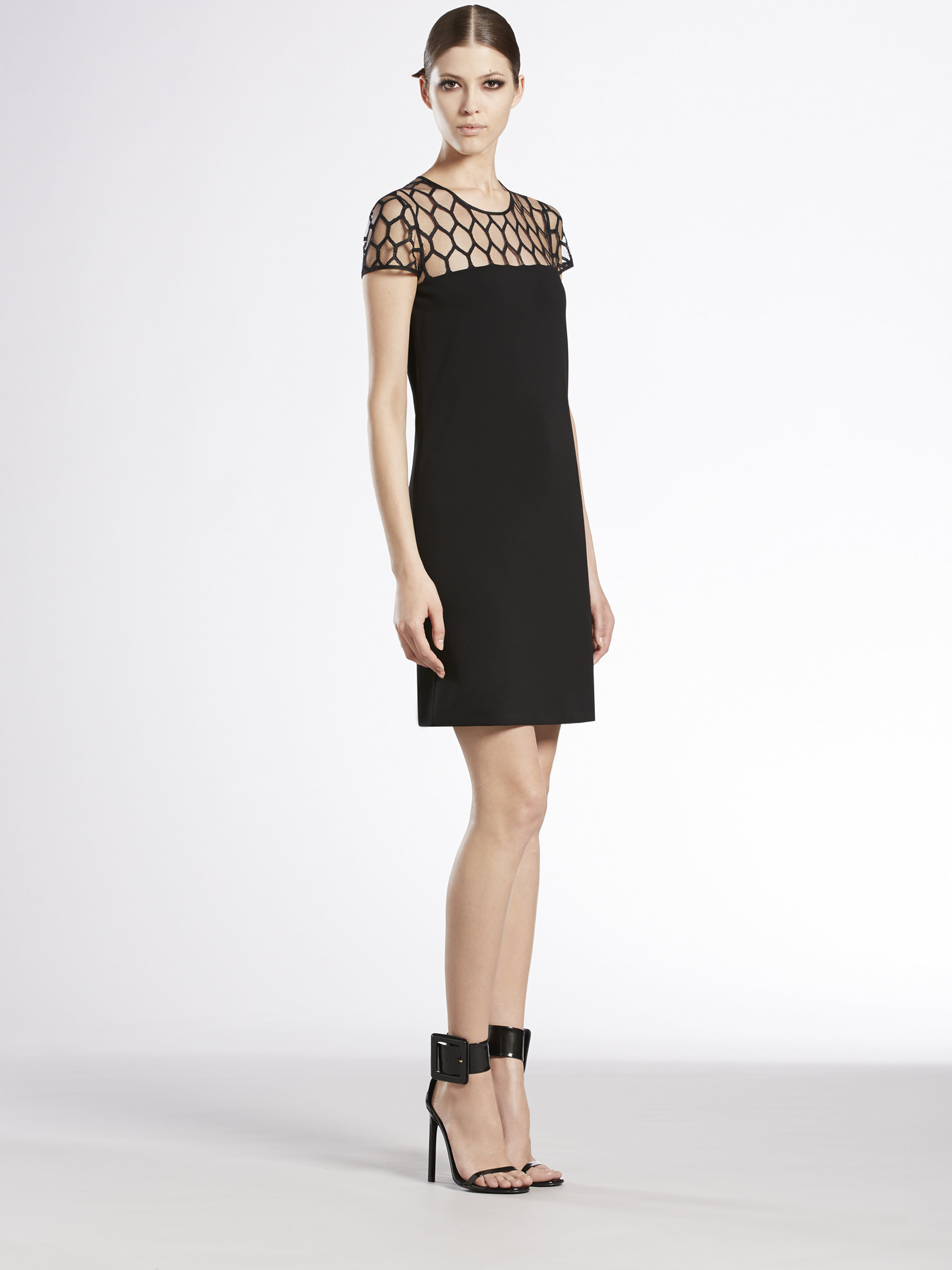 Lyst Gucci Tulle Damier Dress In Black Gallery