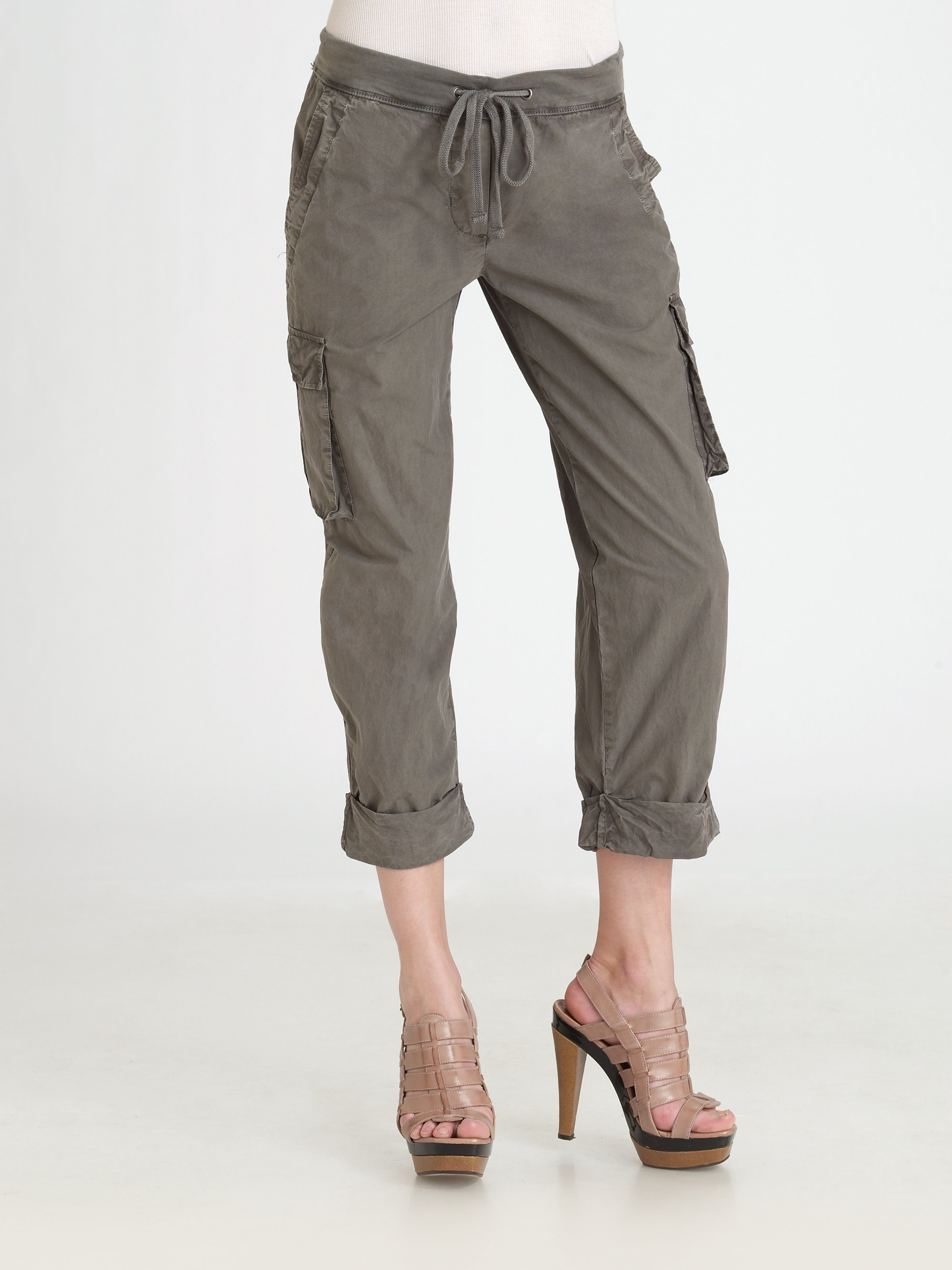 James perse Cropped Cargo Pants in Gray | Lyst