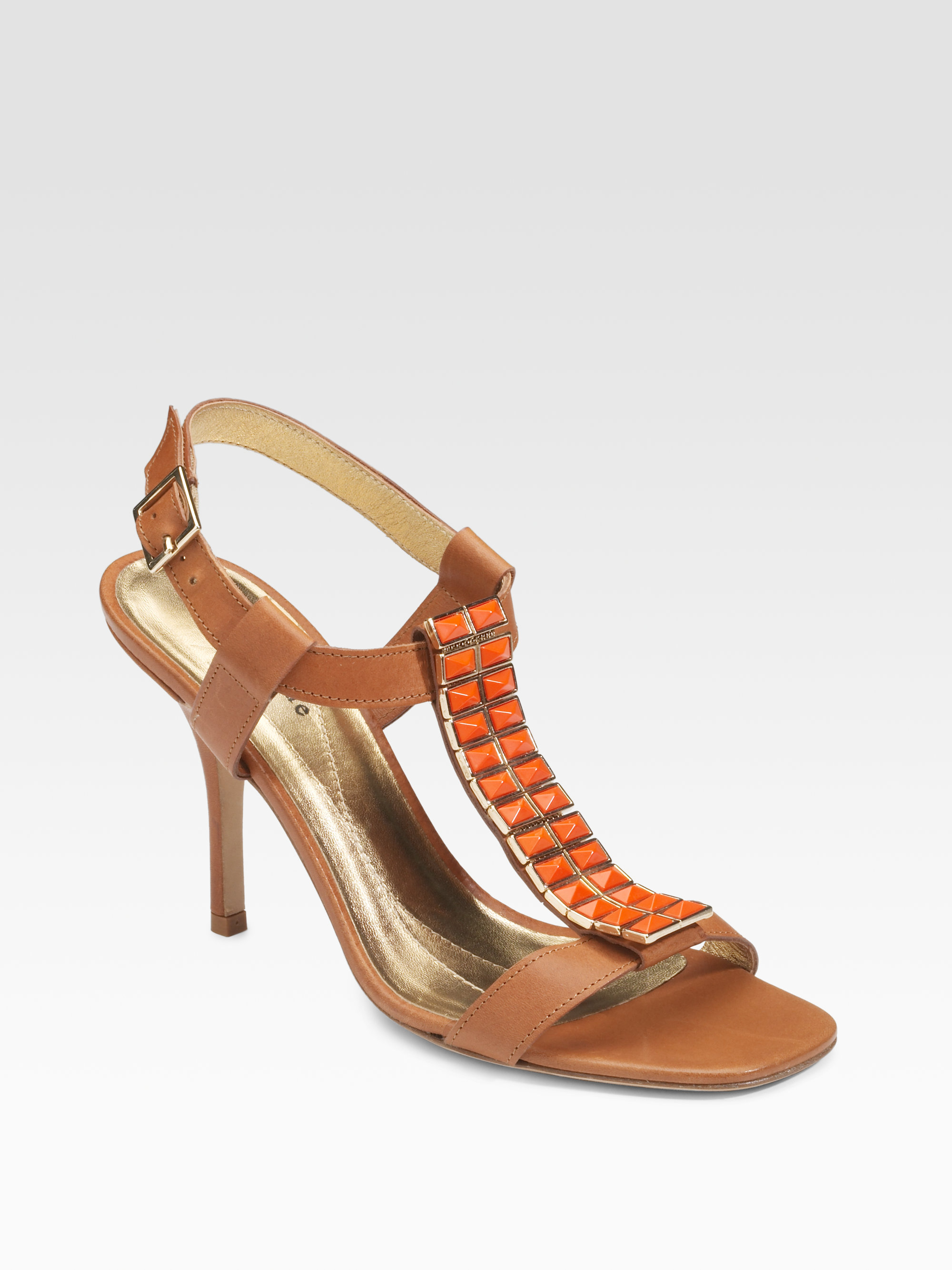 Kate Spade Tricia Jeweled Tstrap Sandals in Cognac (Brown) - Lyst