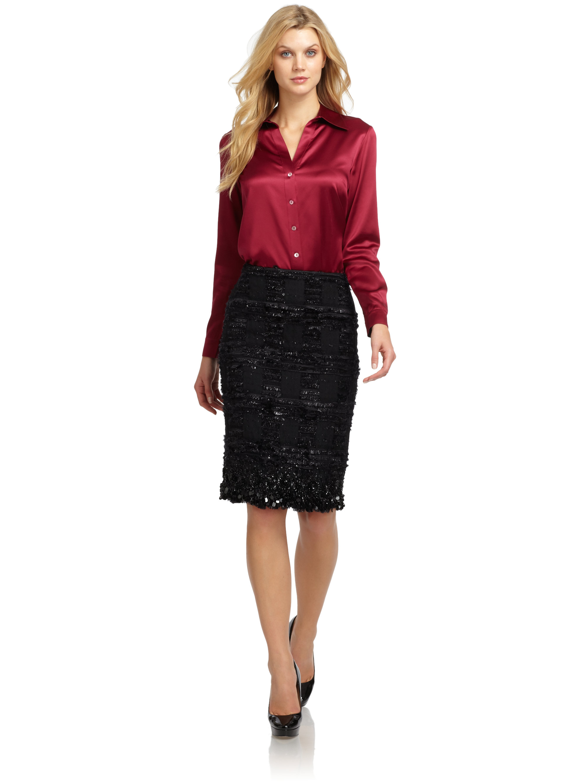 satin blouse silk lafayette york lyst berry shirt floral