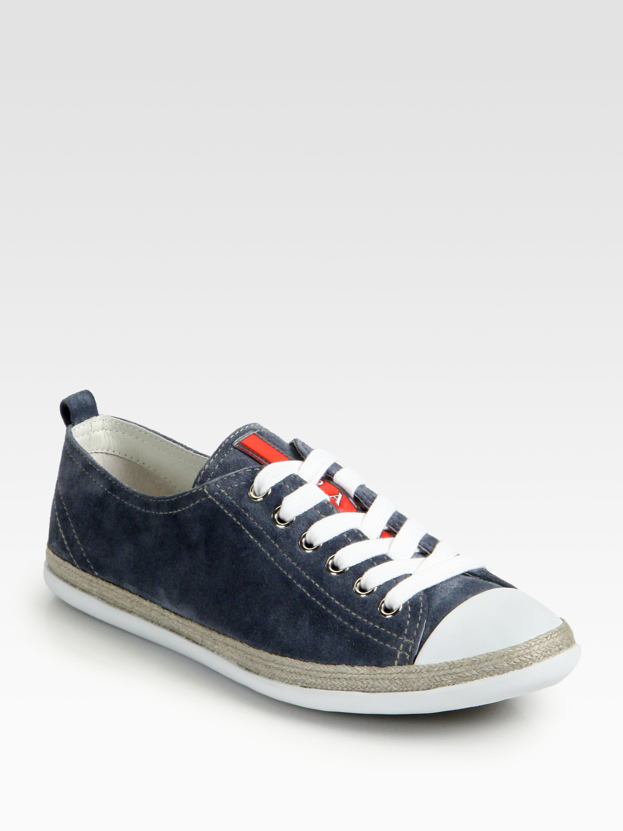 prada blue suede sneakers