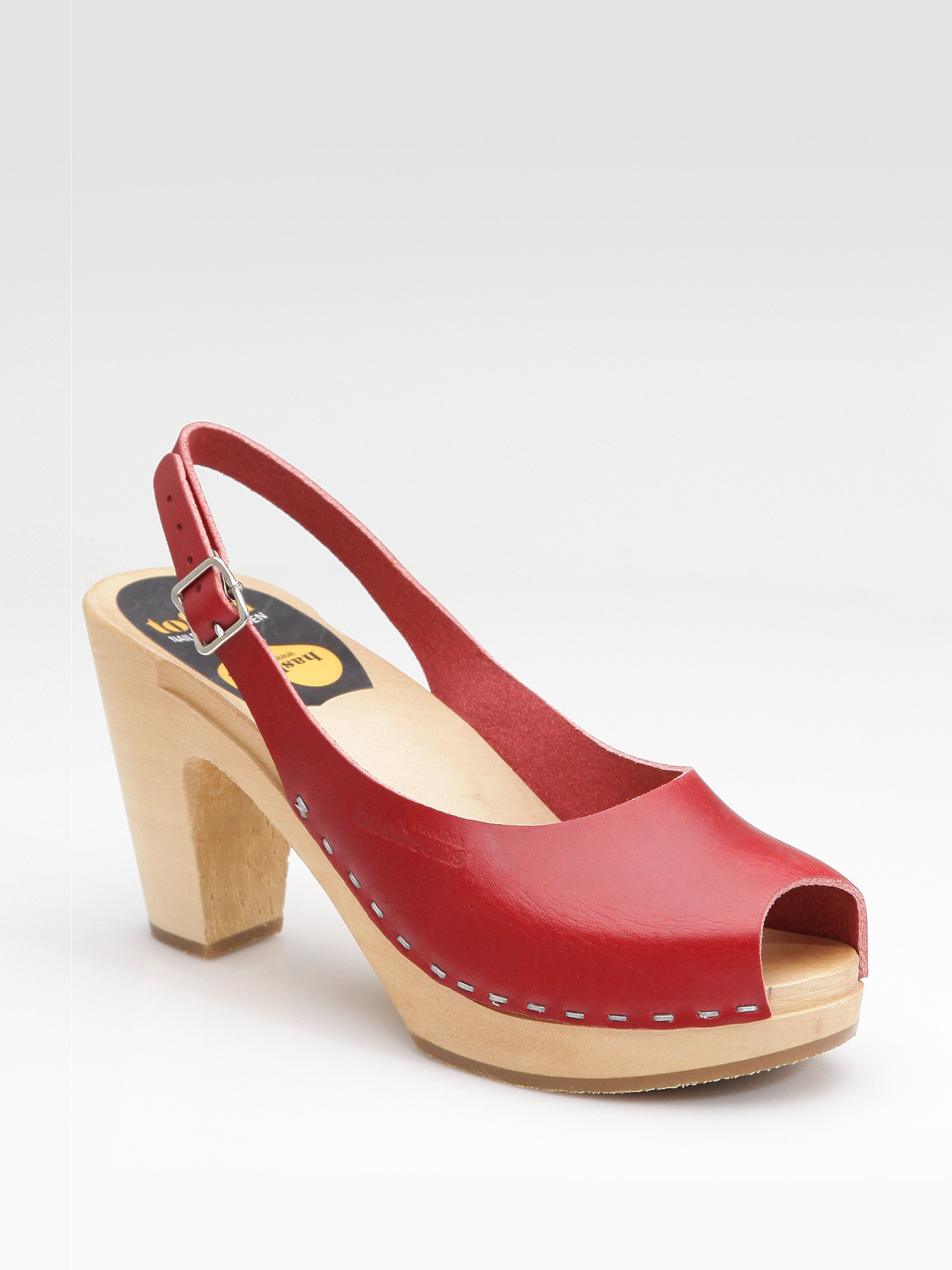 swedish peep toe clogs