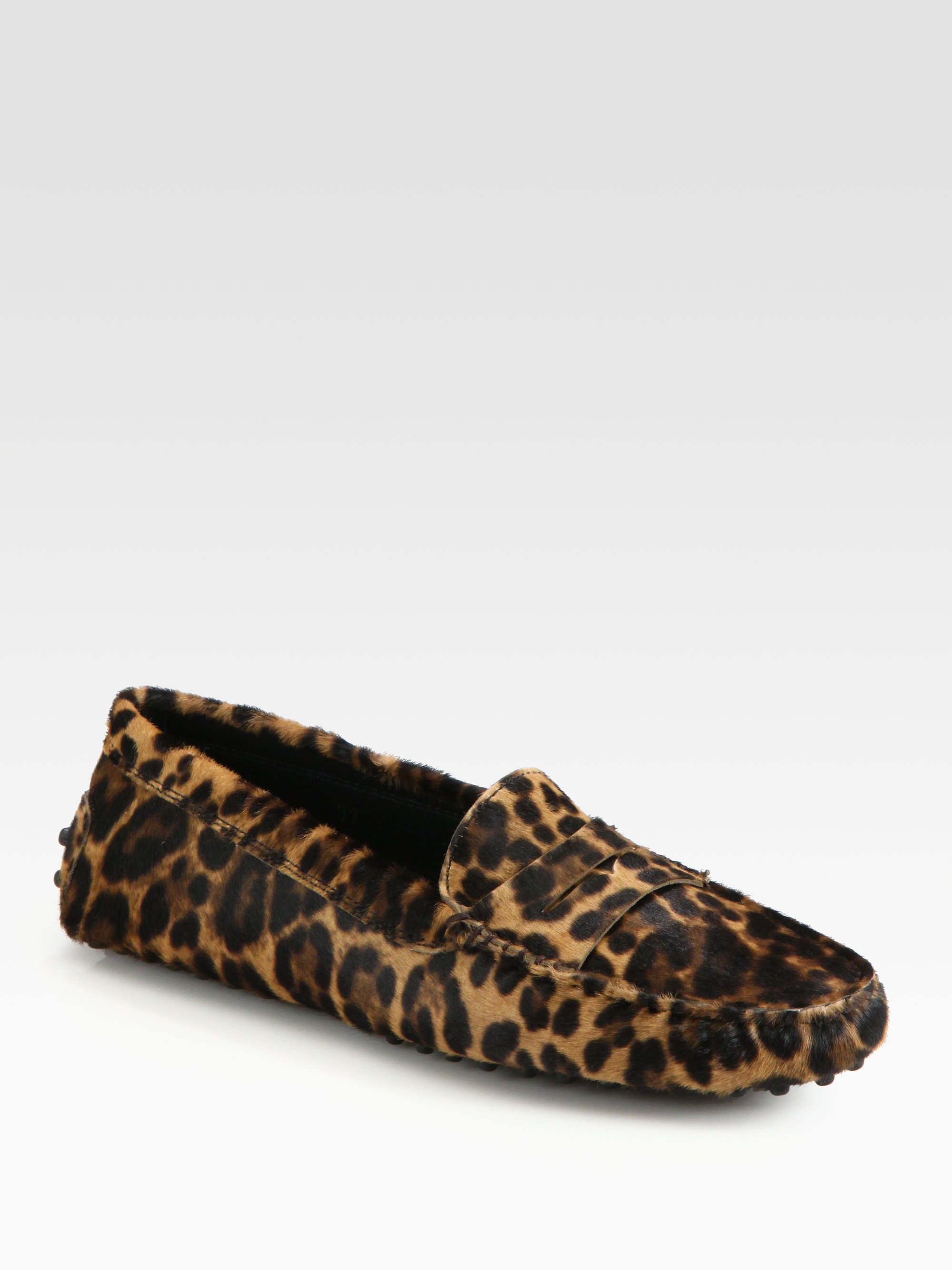 leopard calf hair loafers