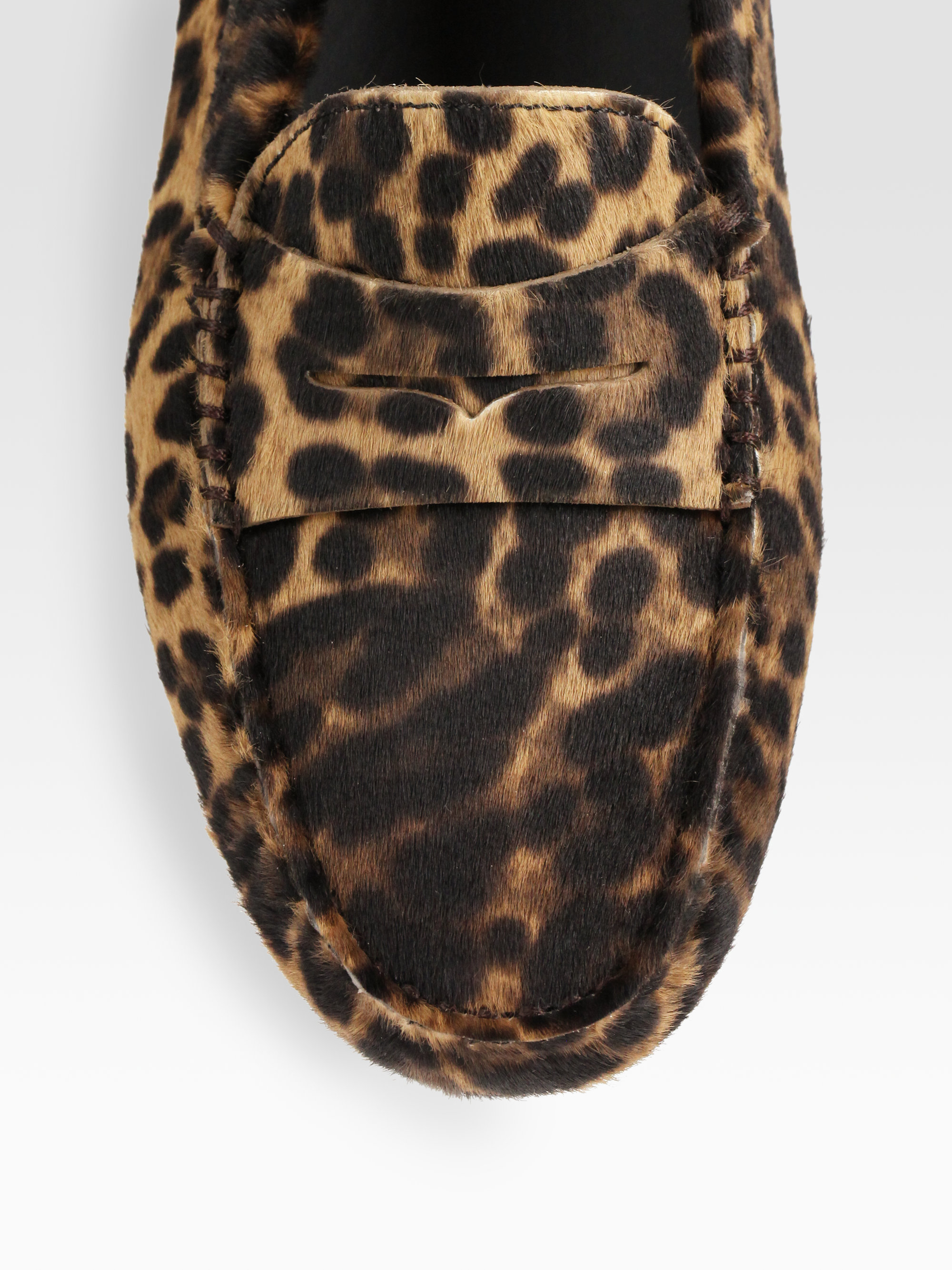 Leopardprint Calf Hair Moccasin Loafers 
