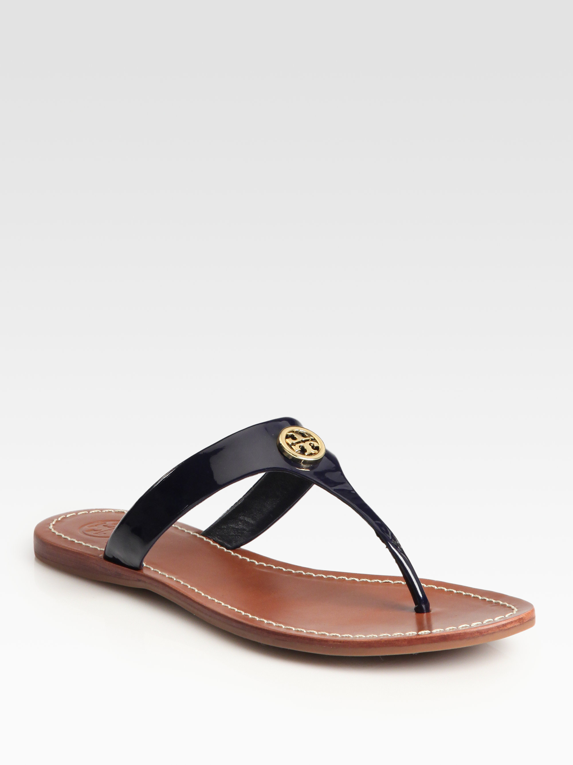 tory burch patent leather flip flops