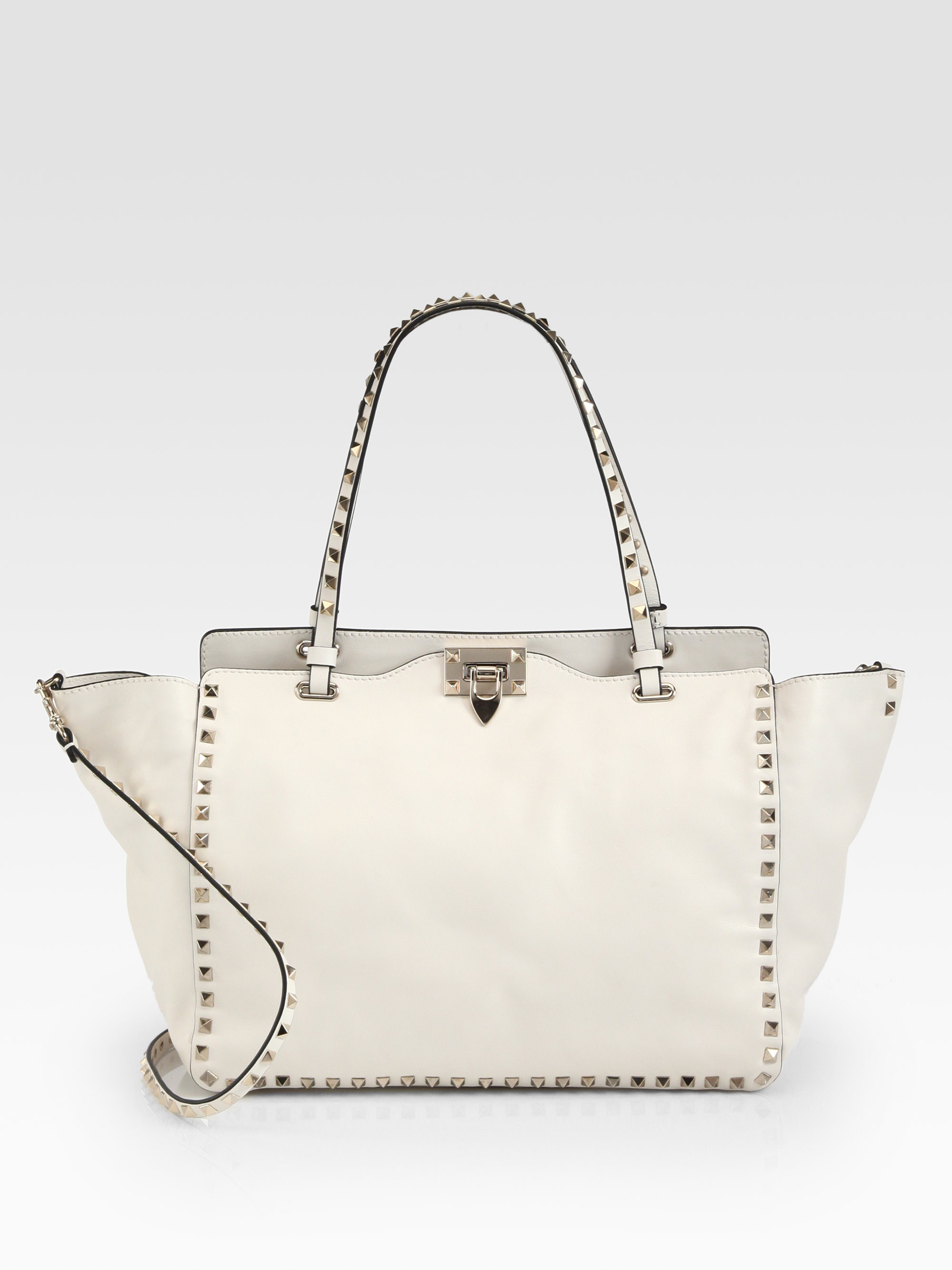 Valentino Rockstud Tote in White Lyst