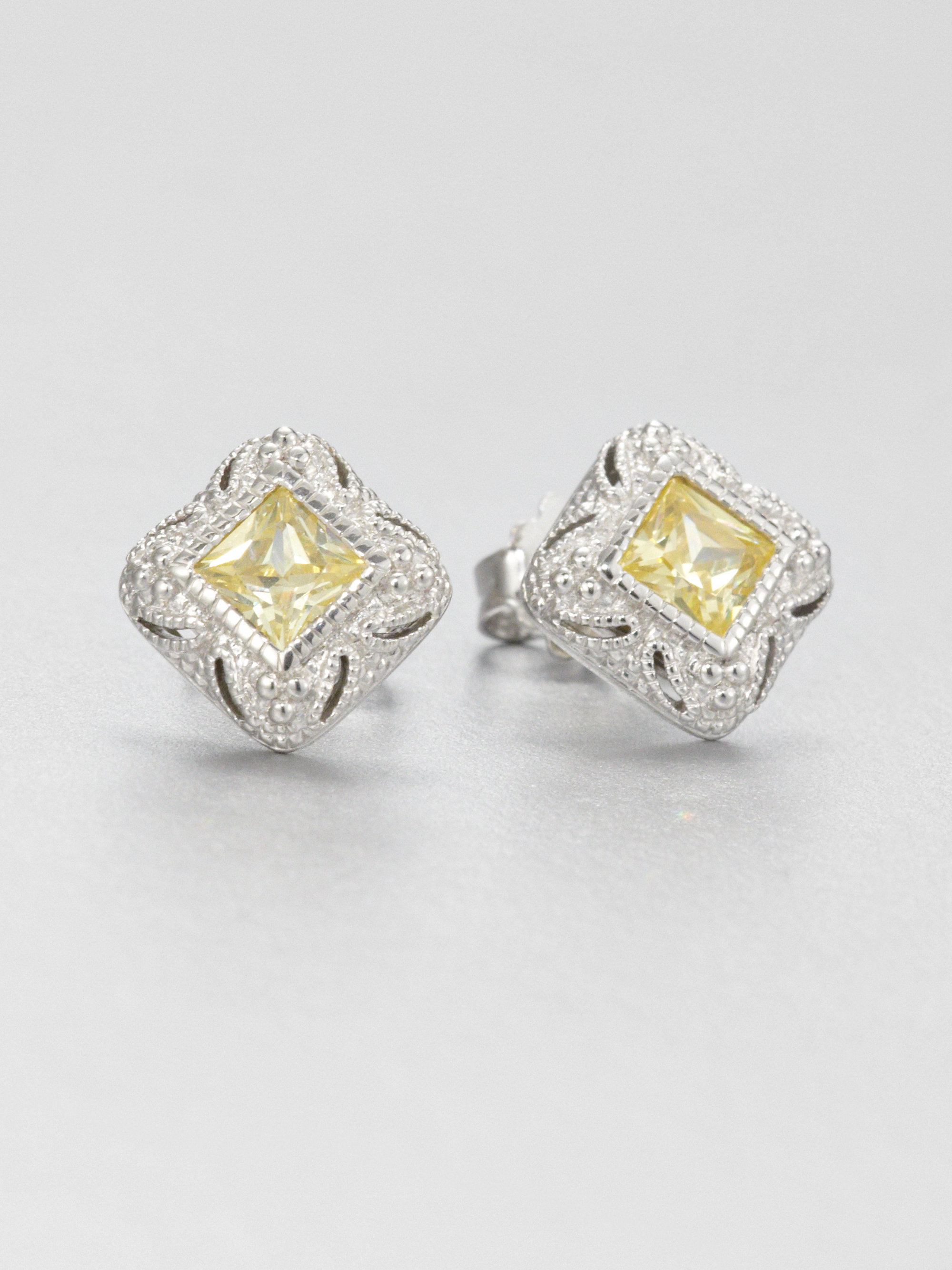 Lyst Judith Ripka Estate Canary Crystal Sterling Silver Stud Gallery