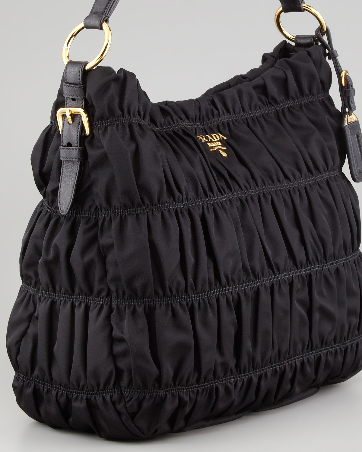 Prada Nylon Gaufre Large Hobo Bag in Black | Lyst  
