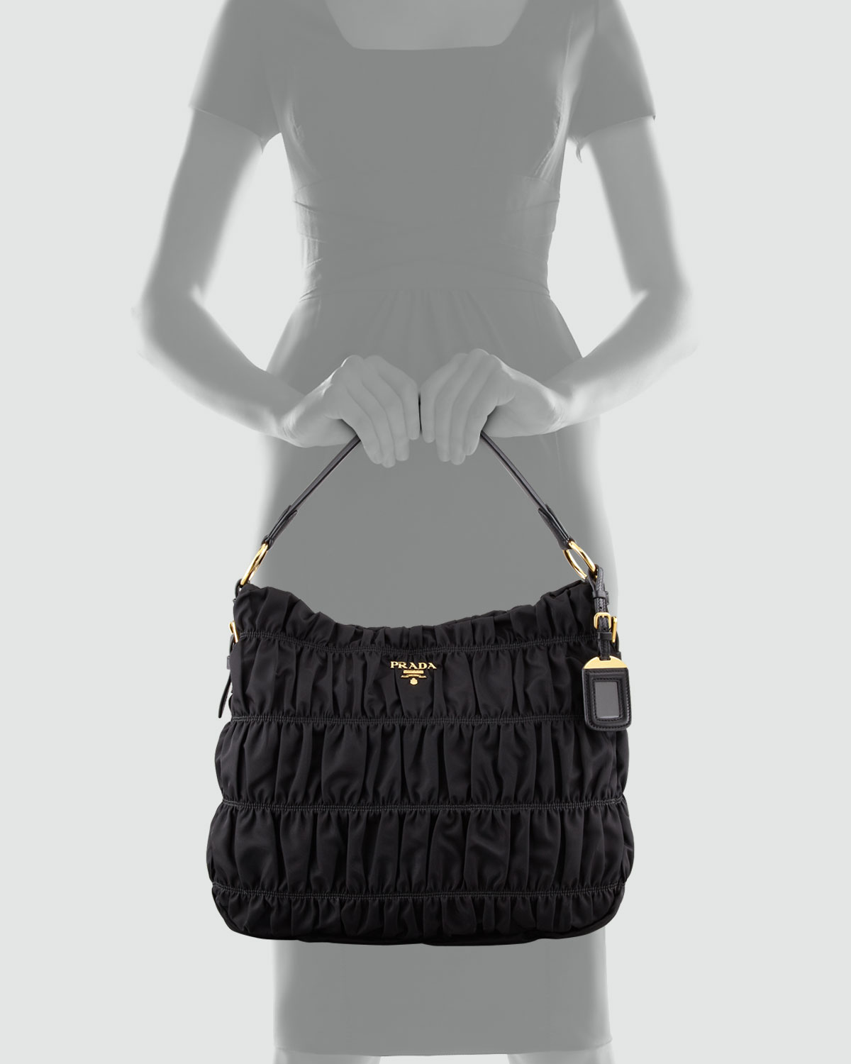 Lyst Prada Nylon Gaufre Large Hobo Bag in Black