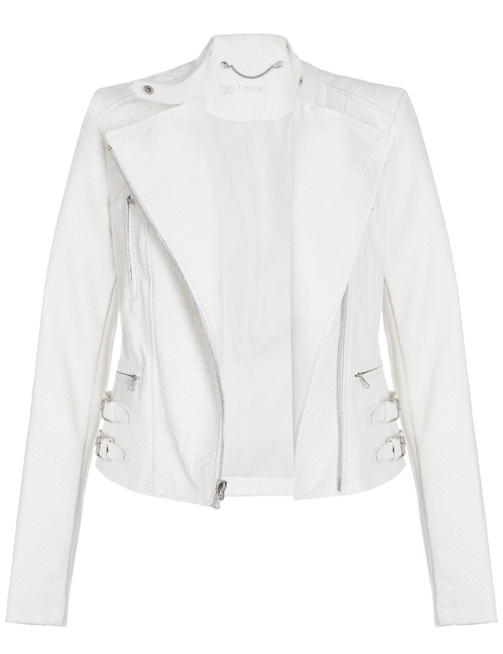 Yigal Azrouël Optic White Snake Leather Jacket in White | Lyst