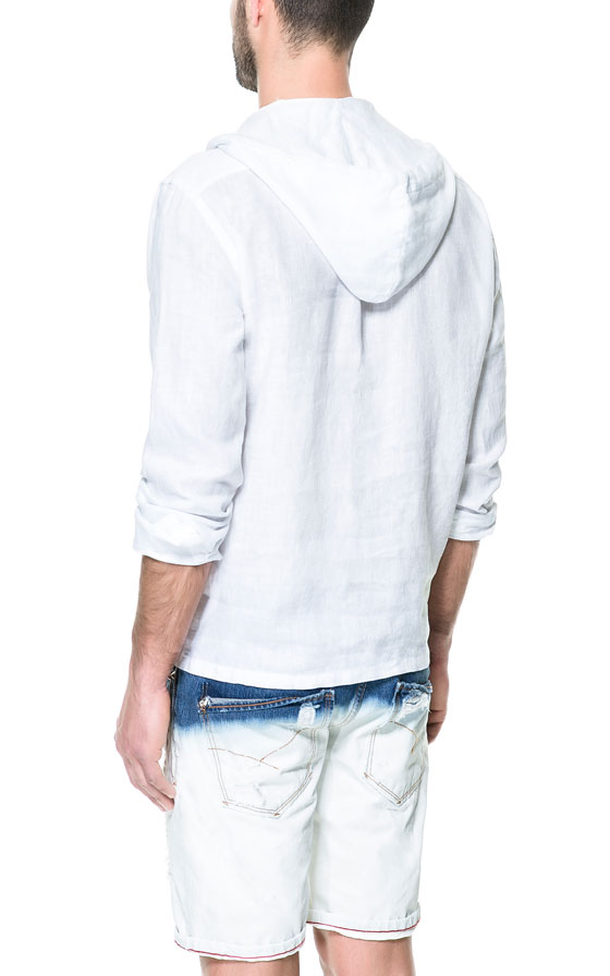 Zara Hooded Linen Shirt in White for Men Lyst