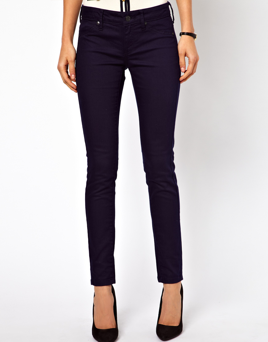 ladies navy skinny jeans