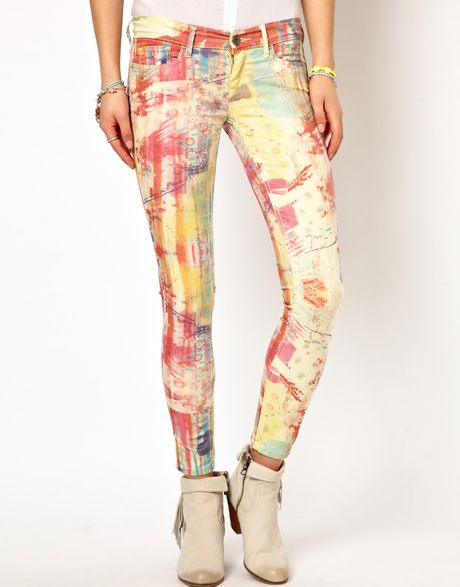 Pepe Jeans Multicoloured Print Skinny Jeans in Multicolor (mult) | Lyst