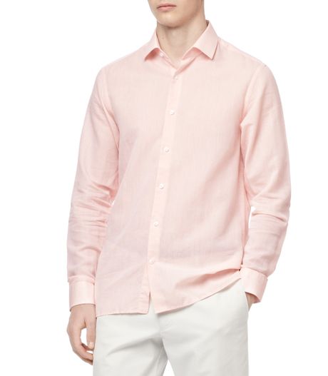 Reiss Ocho Long Sleeve Slub Linen Formal Shirt in Pink for Men (peach ...