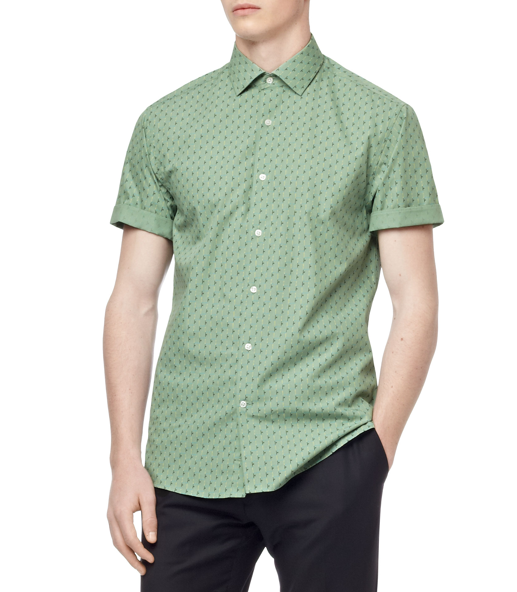 Lyst - Reiss Ocean Vertical Diamond Print Shirt in Green for Men