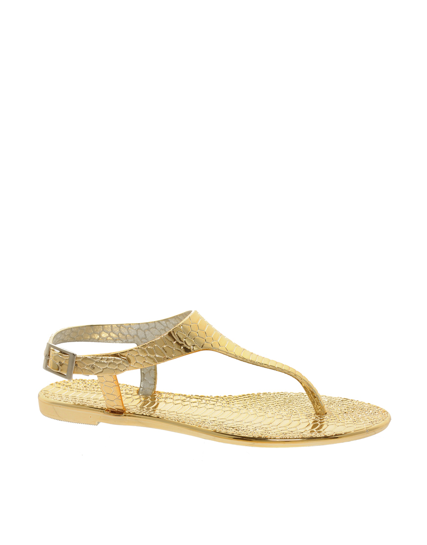 Lyst - River Island Gold Jelly Sandals in Metallic