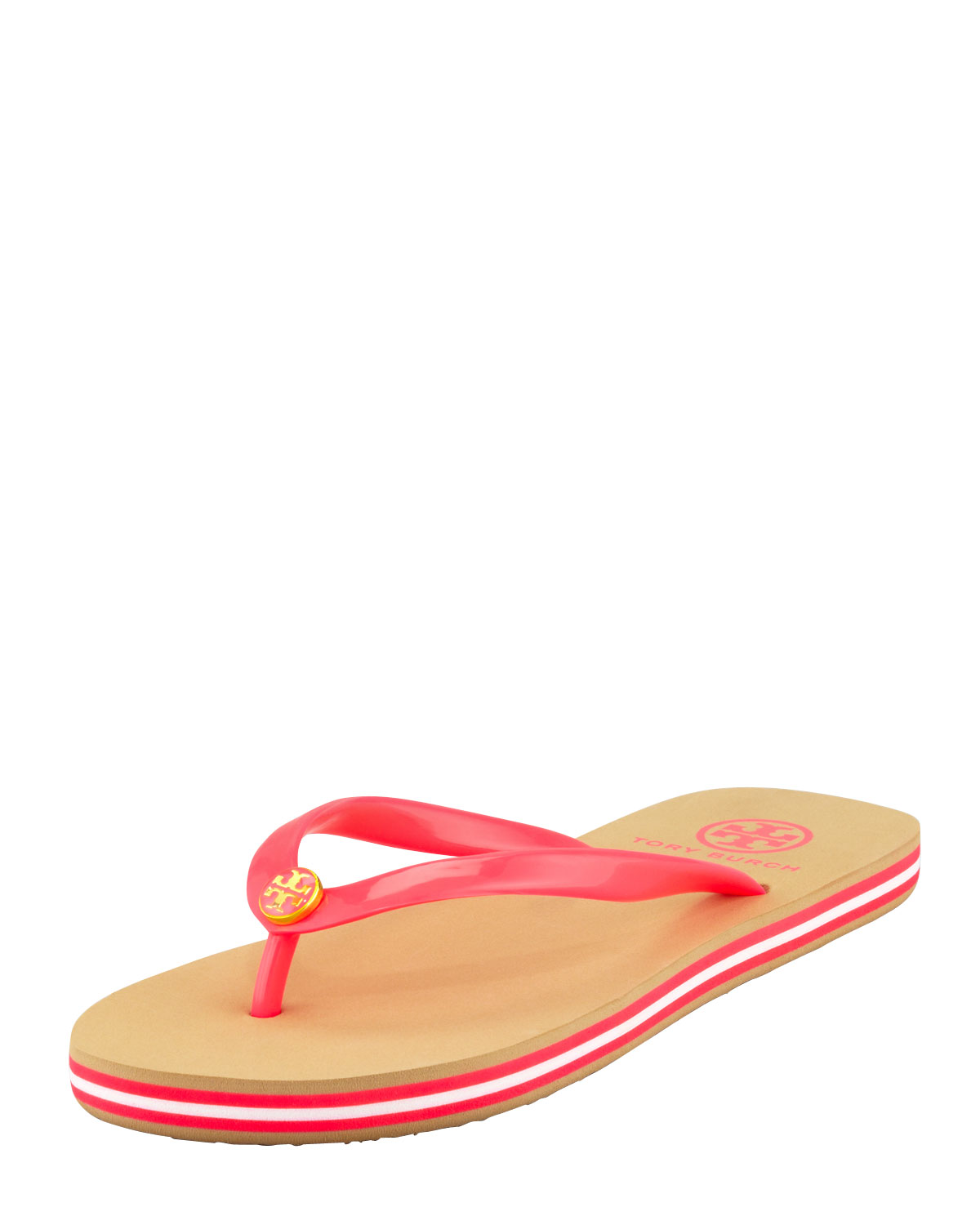 neon pink tory burch sandals