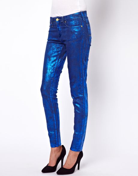 Vivienne Westwood Anglomania For Lee Metallic Skinny Jeans in Blue ...