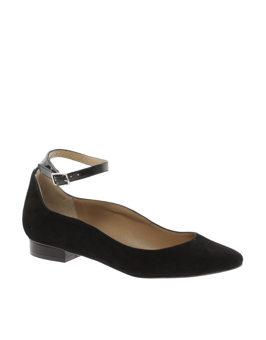 Whistles Barbara Ankle Strap Ballet Flats in Black - Lyst