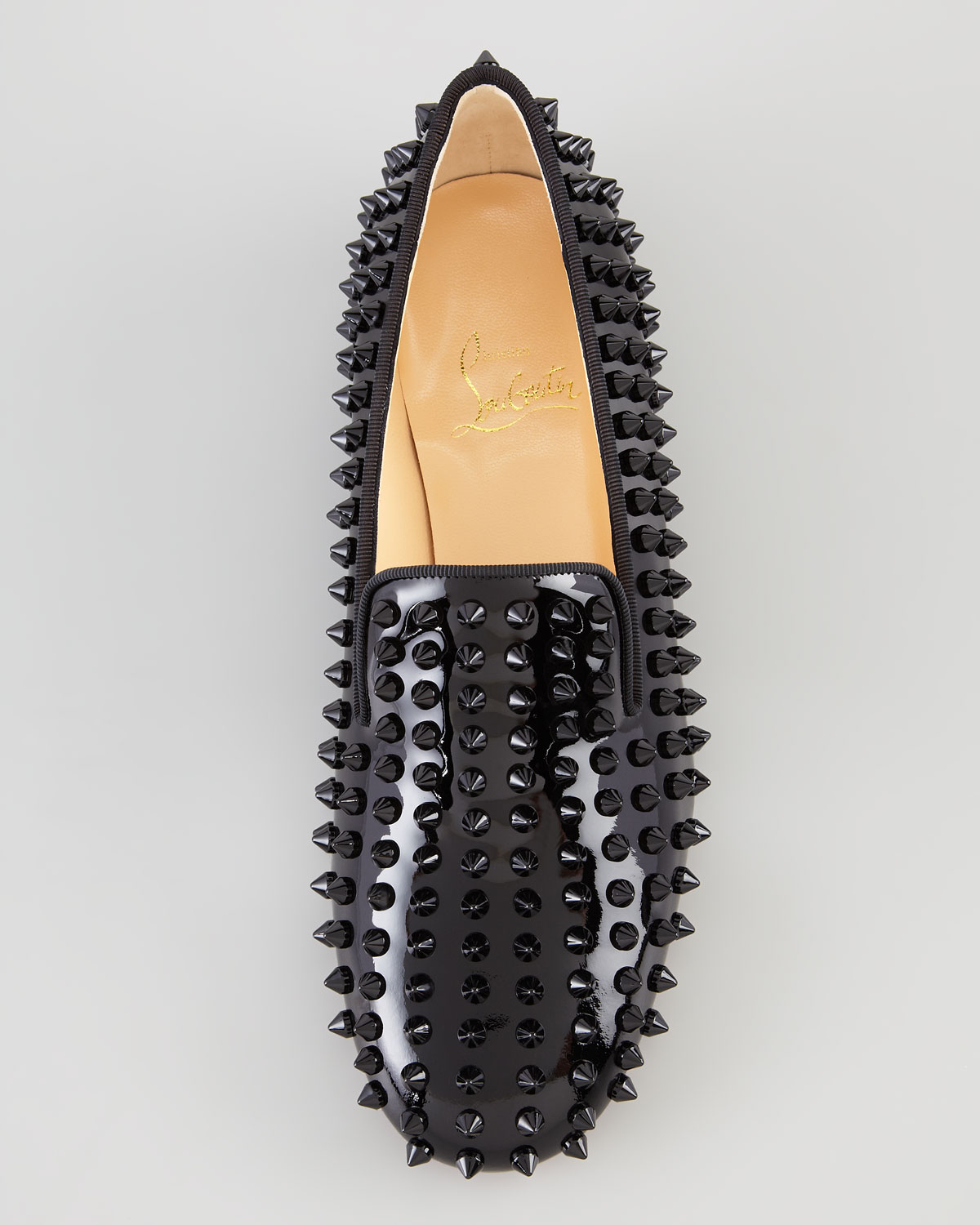 fake mens louboutin shoes - Christian louboutin Rolling Spikes Patent Smoking Slipper in Black ...