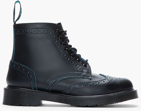 Dr. Martens Black Blue Leather Anthony Brogue Boots in Black for Men | Lyst