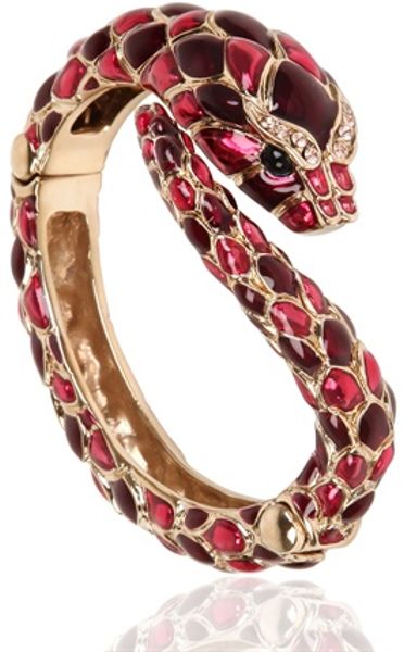 Roberto Cavalli Snake Swarovski Metal Bracelet in Pink (gold/fuchsia ...
