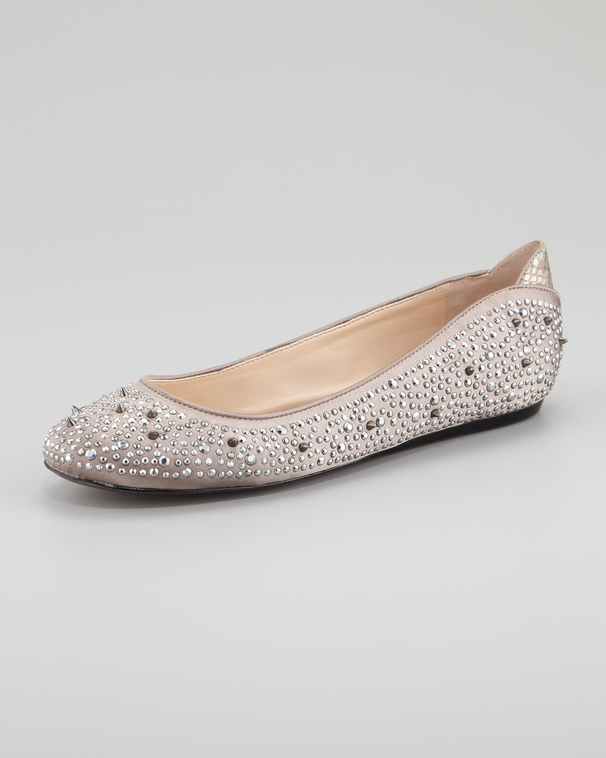 Sam Edelman Jolie Studded Ballerina Flat in Stone/Zinc (Metallic) - Lyst