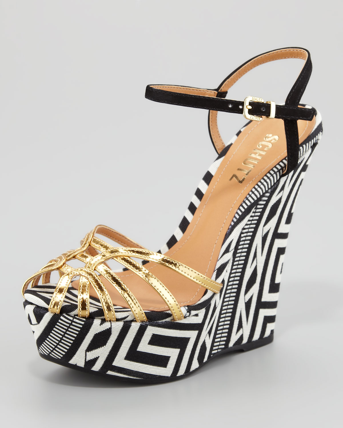 Schutz Gil Strappy Wedge Sandals in Gold (Metallic) - Lyst