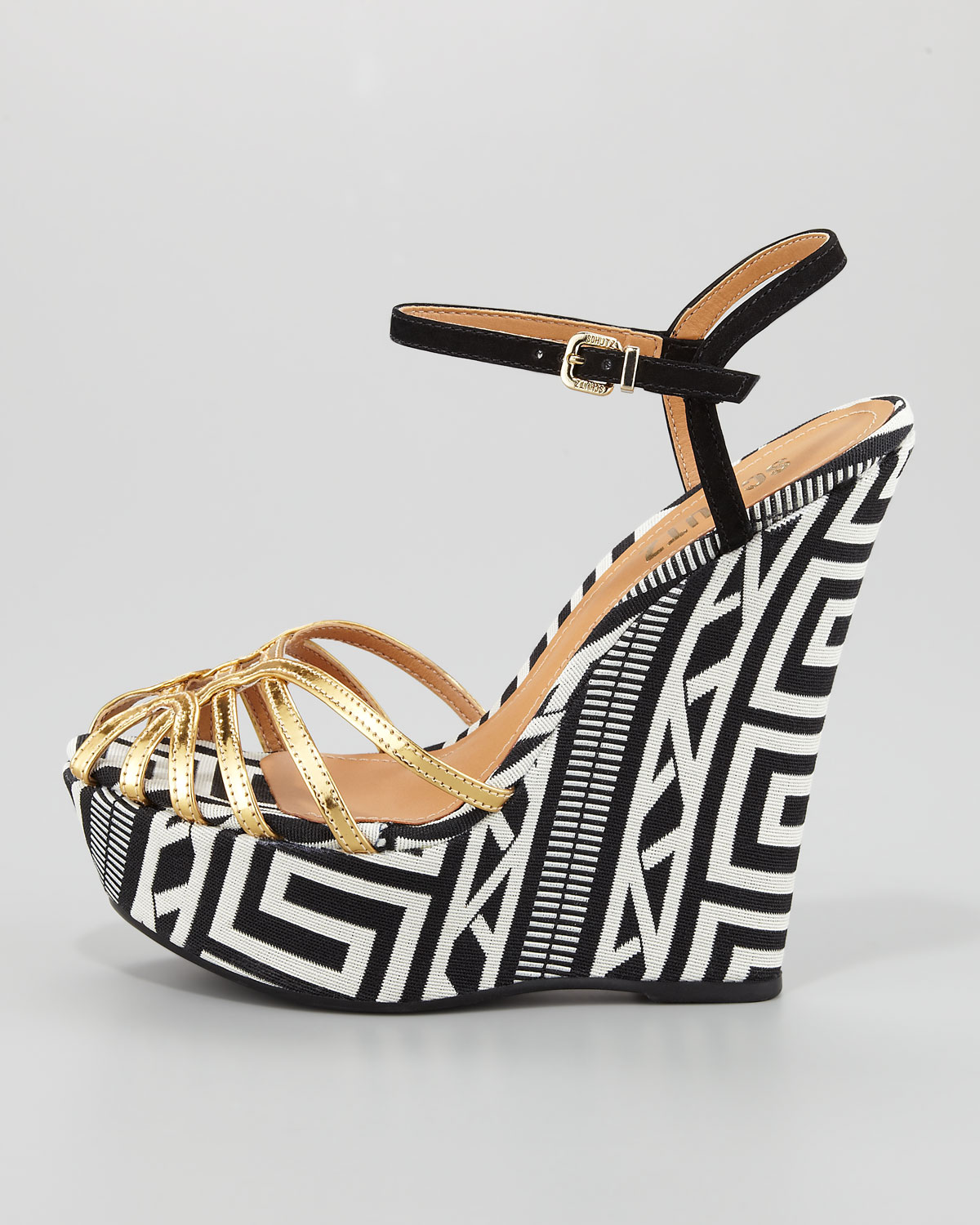 Schutz Gil Strappy Wedge Sandals in Gold (Metallic) - Lyst