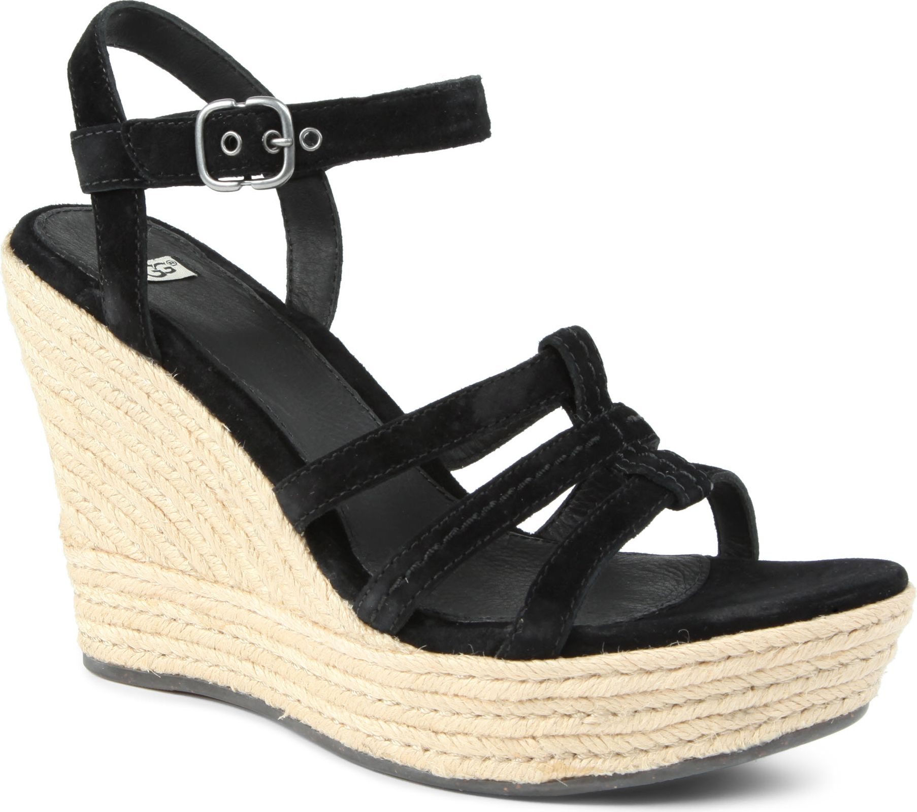 Ugg Callia Suede Wedge Sandals In Black Lyst 0813