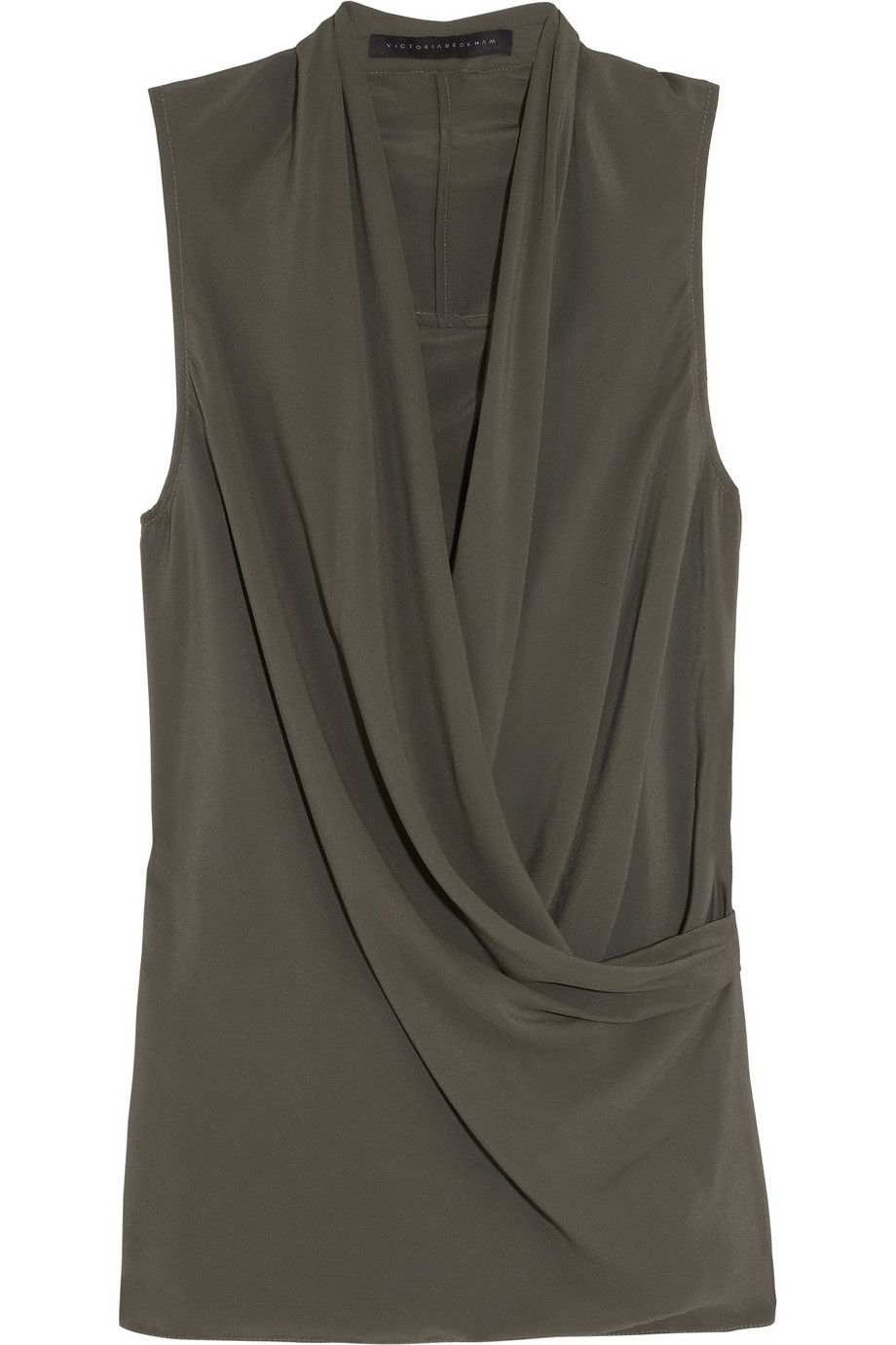 Victoria Beckham Draped Crepe Top in Green - Lyst