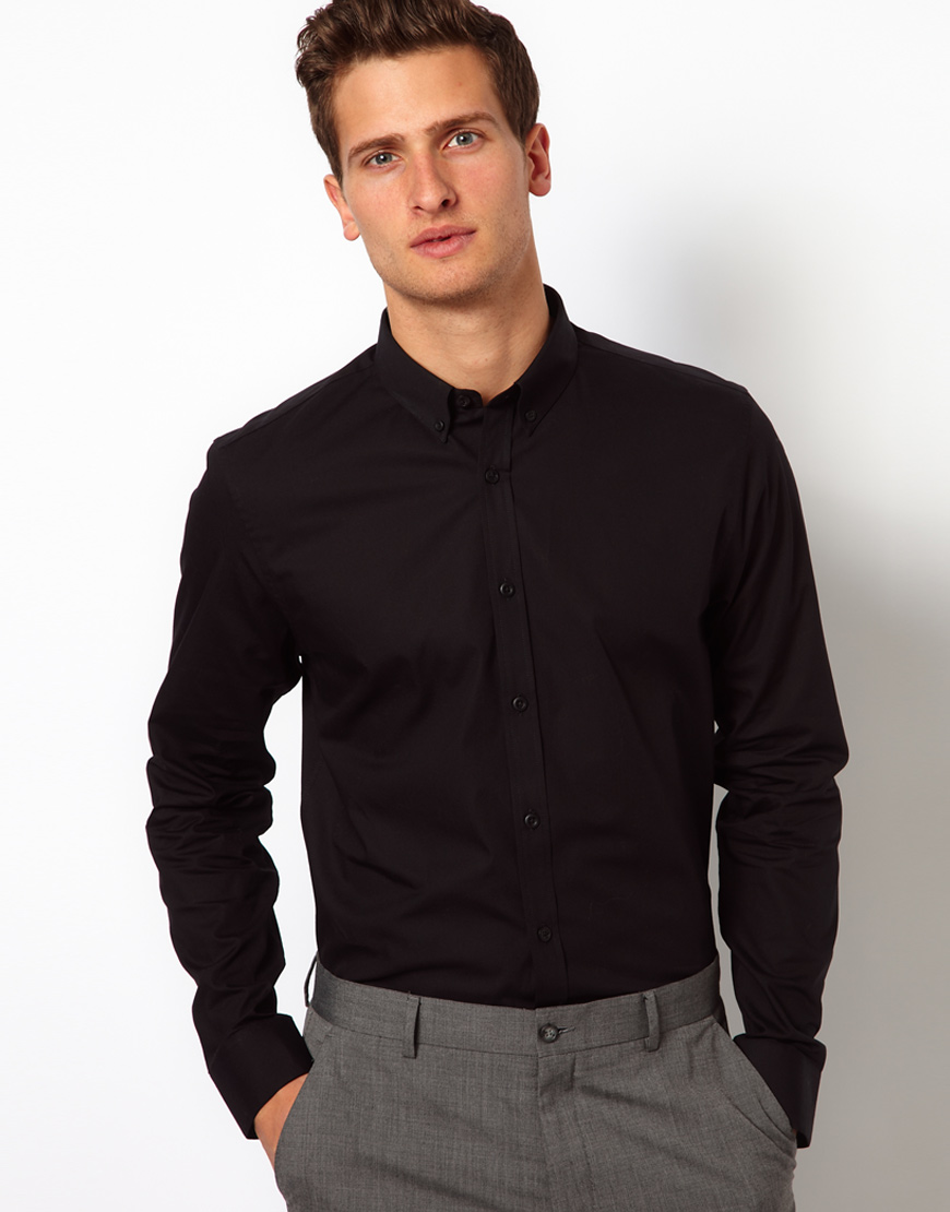 black button down collar shirt
