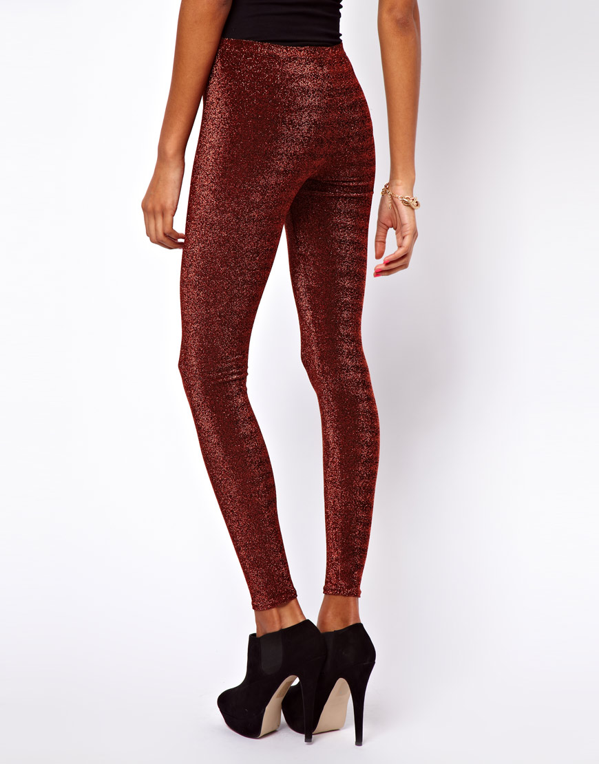 ASOS Leggings In Lurex in Green Lyst