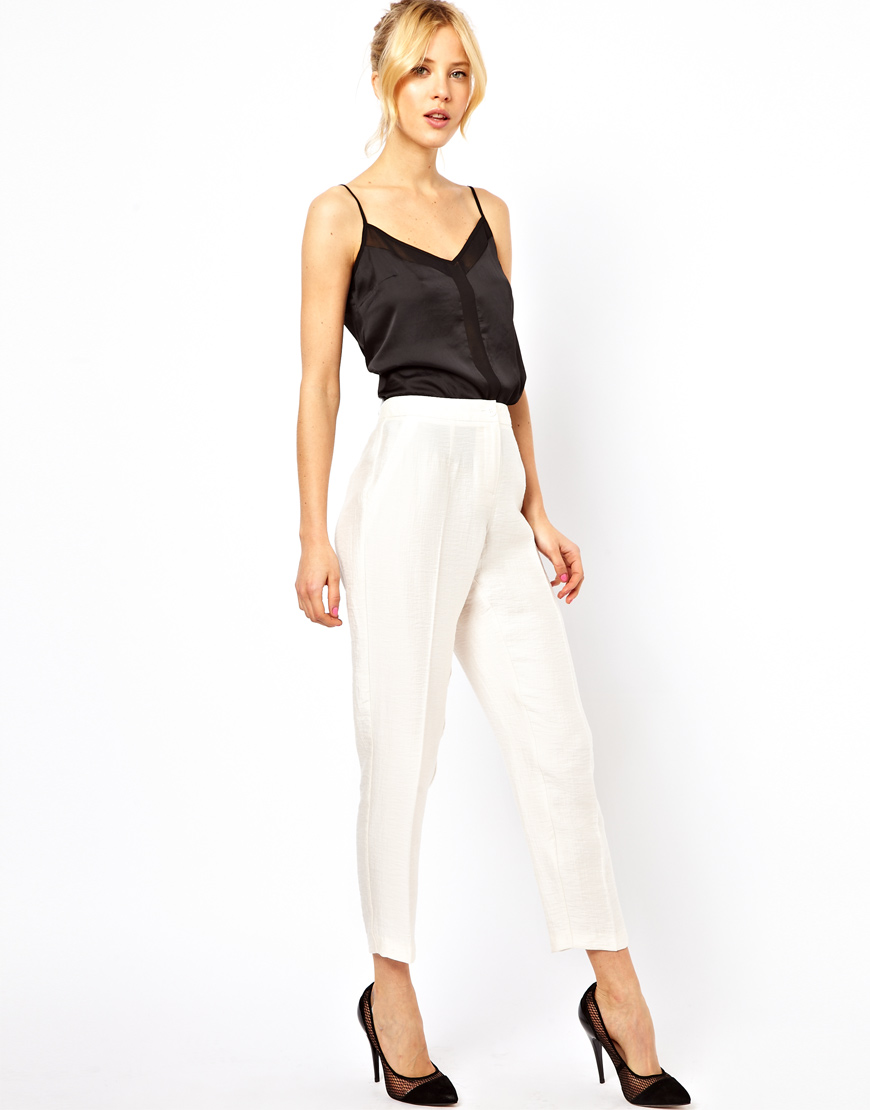 ASOS Evening Peg Trousers in Ivory (White) - Lyst