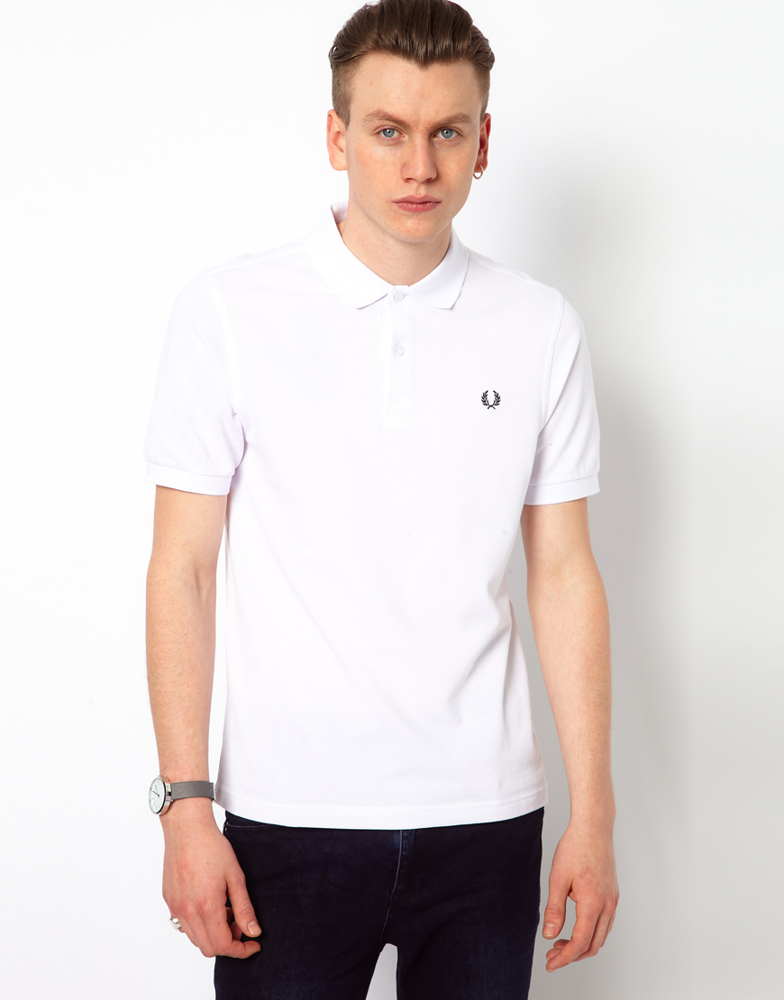 ASOS Fred Perry Slim Fit Plain Polo in White for Men - Lyst