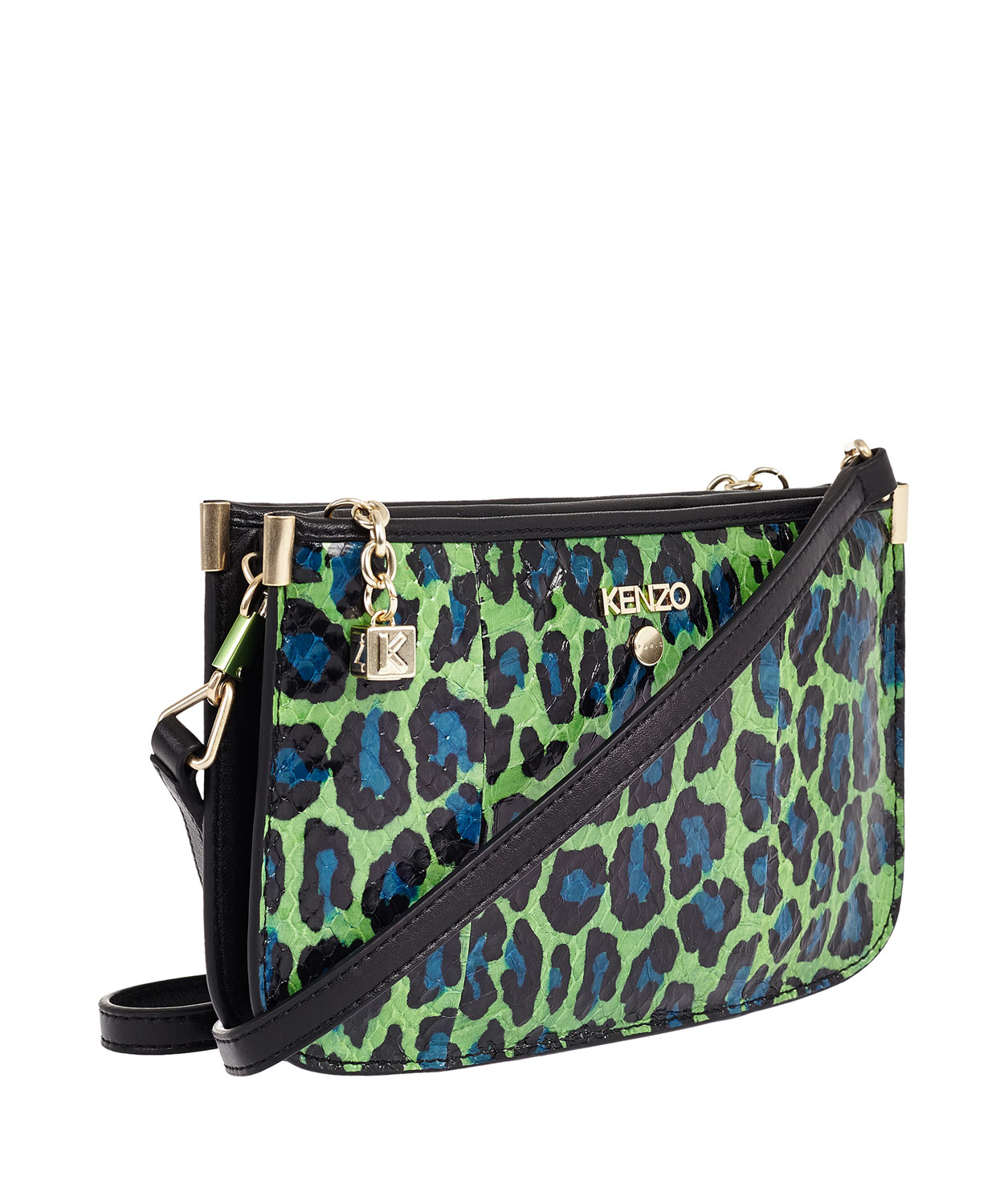 KENZO Green Leopard Print Snakeskin Crossbody Bag Lyst