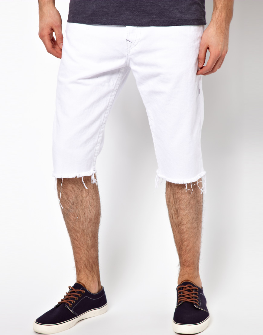 True religion Denim Shorts Jack Cut Off in White for Men | Lyst