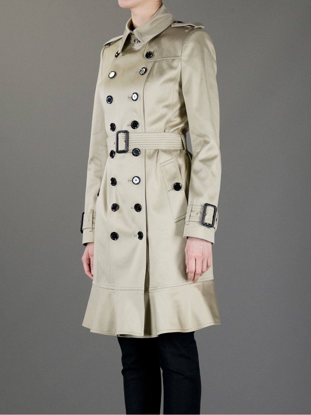 Burberry Brit Frill Hem Trench Coat in Natural | Lyst