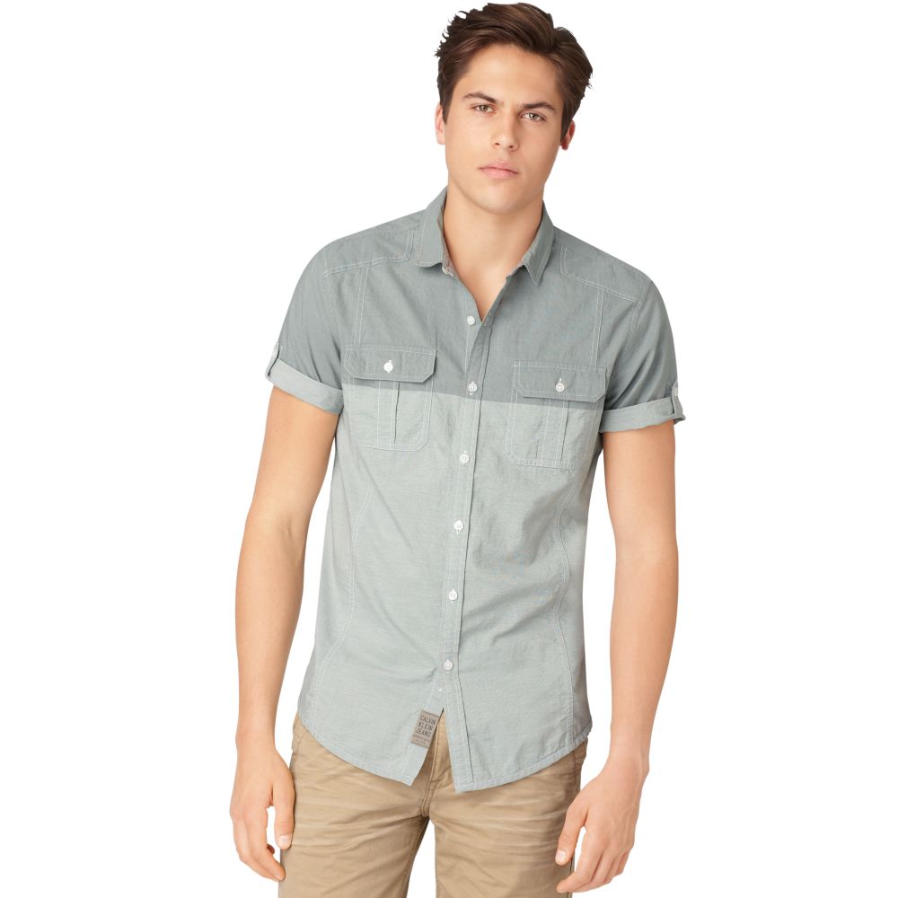 Calvin Klein Jeans Color Block Short Sleeve Shirt in Gray for Men | Lyst