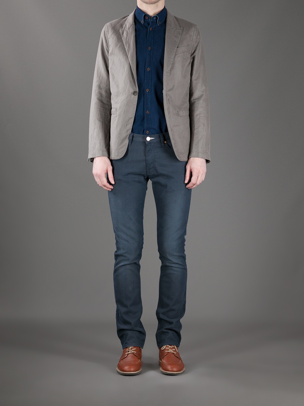 unstructured grey blazer