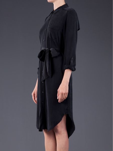Go Silk Button Down Shirt Dress in Black | Lyst