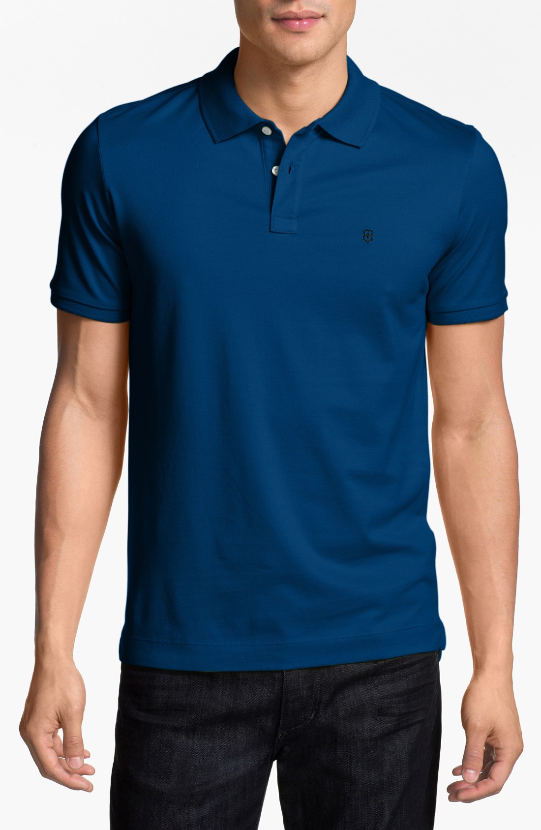 Victorinox Cotton-Piqué Polo Shirt in Blue for Men | Lyst