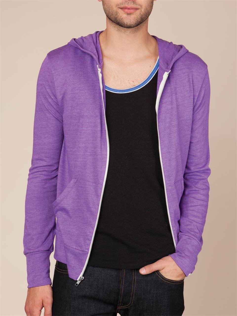 Lyst Alternative Apparel Mens Ecoheather Zip Hoodie in Purple for Men