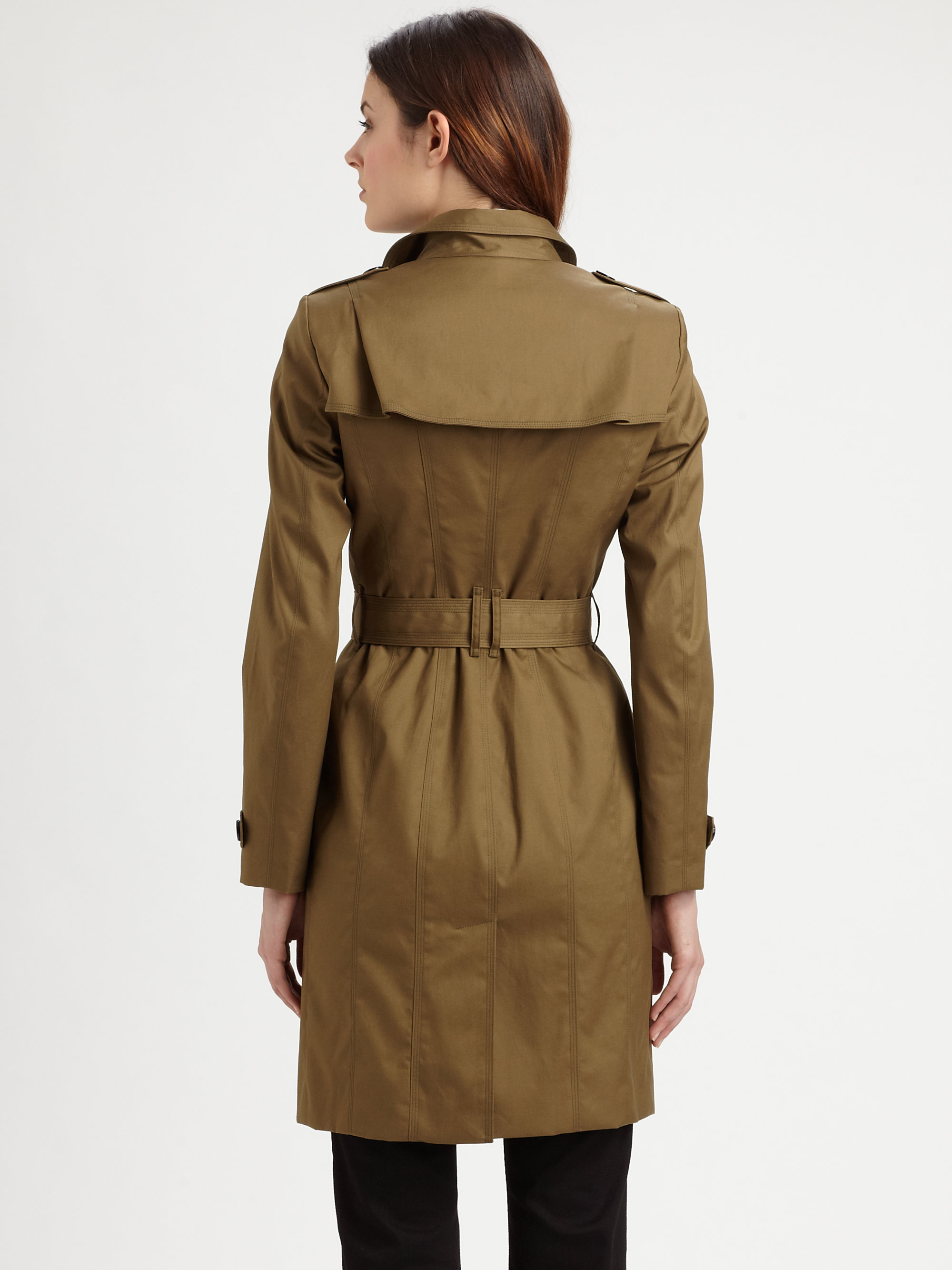 Lyst - Burberry Funnel Collar Trench in Green