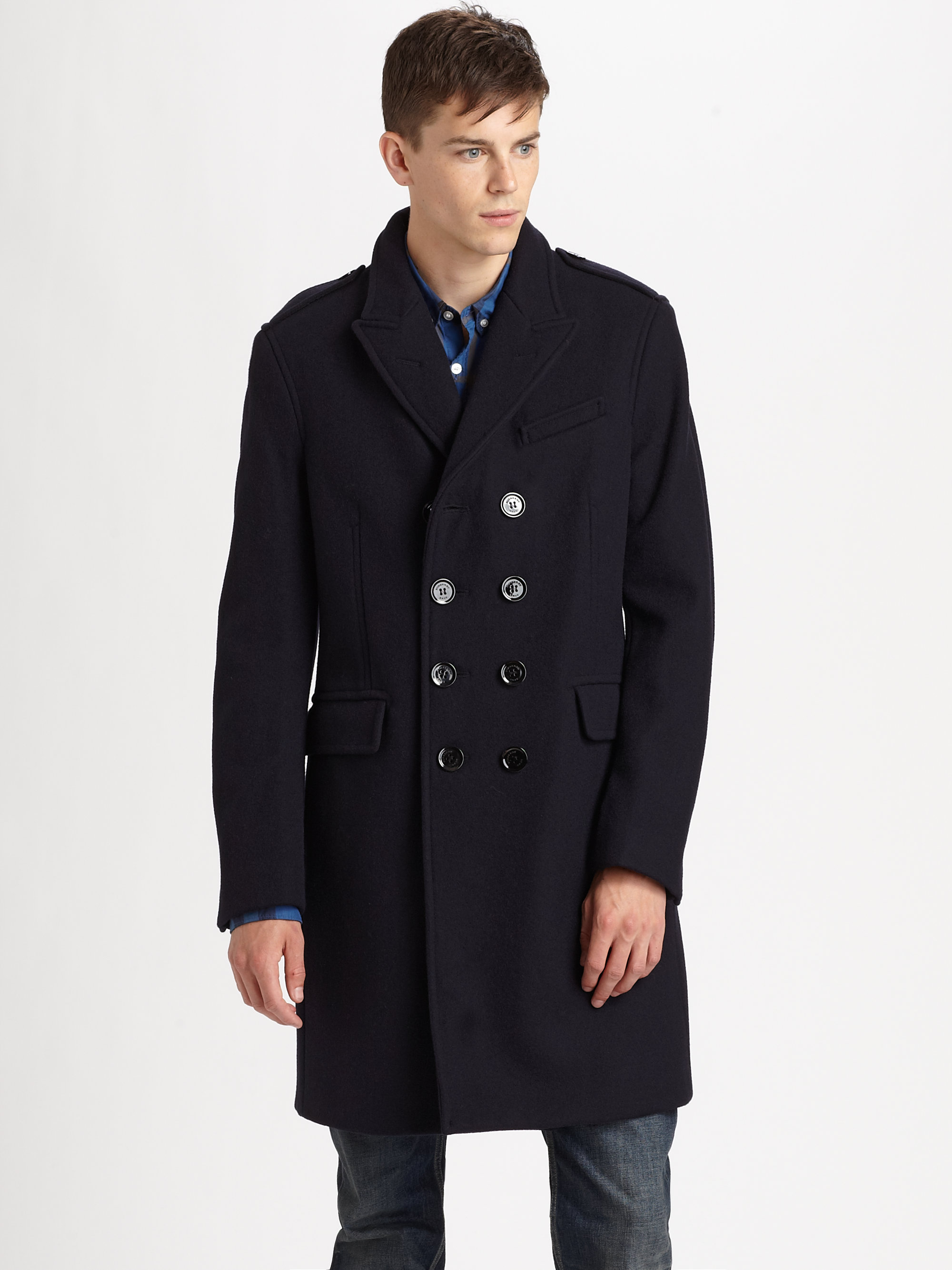 burberry double breasted coat mens