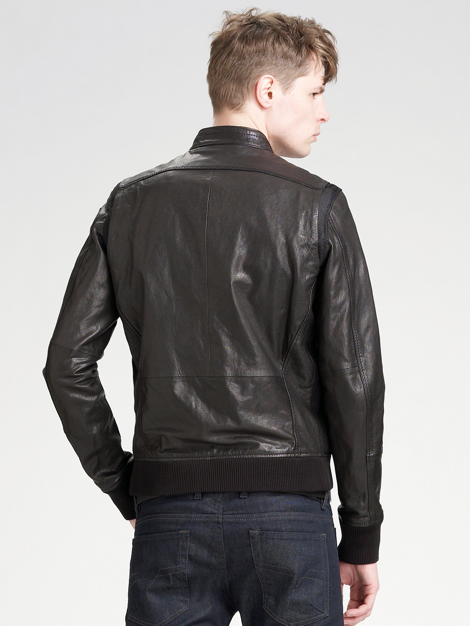 Lyst - Diesel Leather Jacket in Black for Men