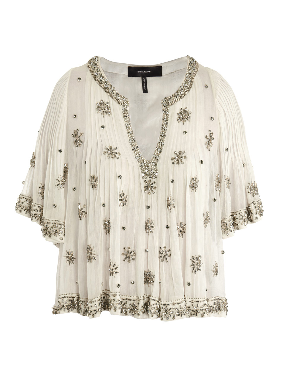 Isabel Marant Piper Beaded Blouse in White (ivory) | Lyst