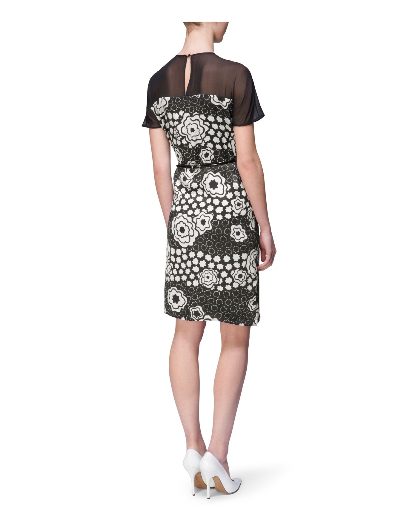 Lyst Jaeger Silk Abstract Poppy Dress in Black